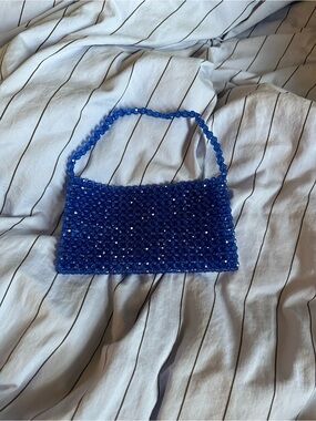 electric blue beaded pochette